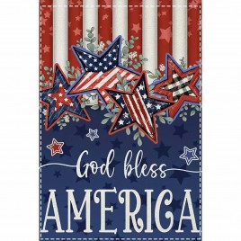 87M2W5X30K Patriotic Star Blessing Garden Flag, Vintage Flag Stars double sided